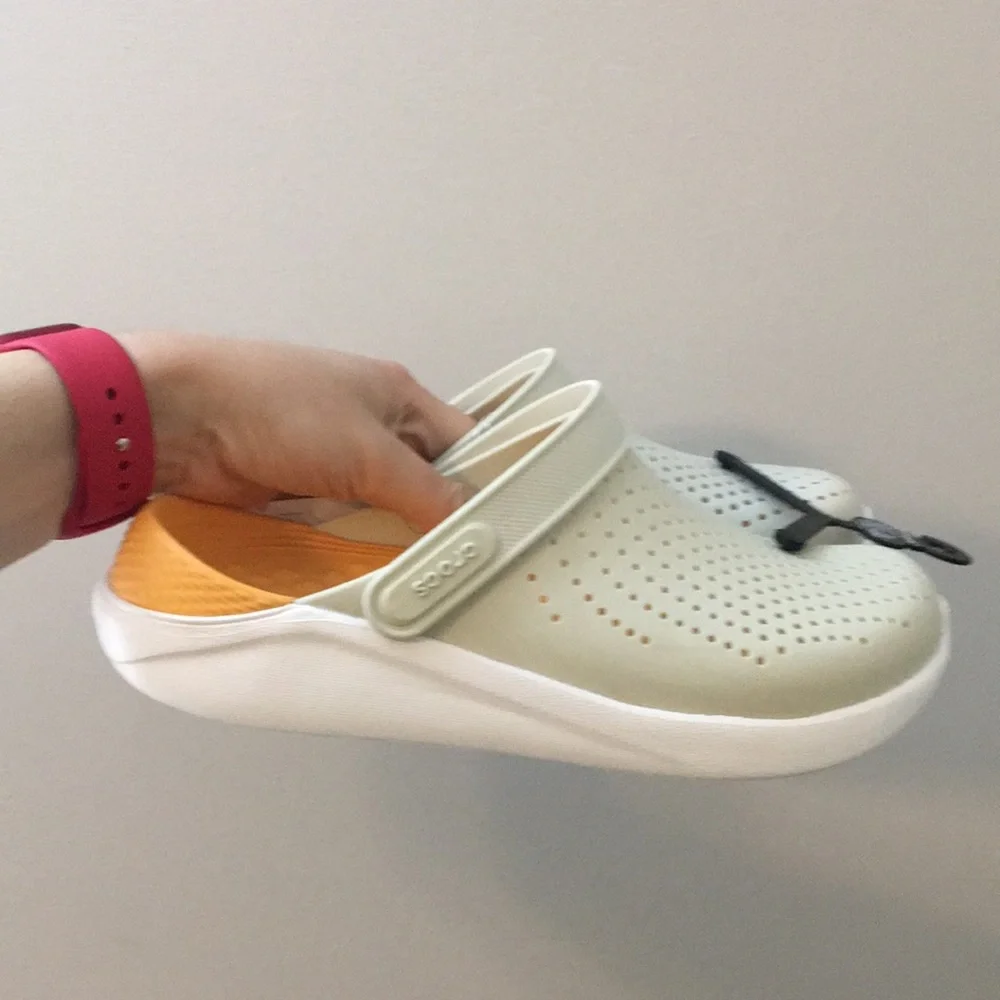 Crocs Beige / White / and Orange LiteRide Clogs - Picture 8 of 15